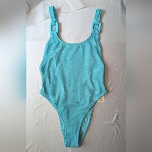 Aerie Blue Crinkle One Piece Swimsuit